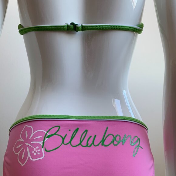 Billabong Girls swimwear pink & green triangle top logo bikini - Picture 5 of 5